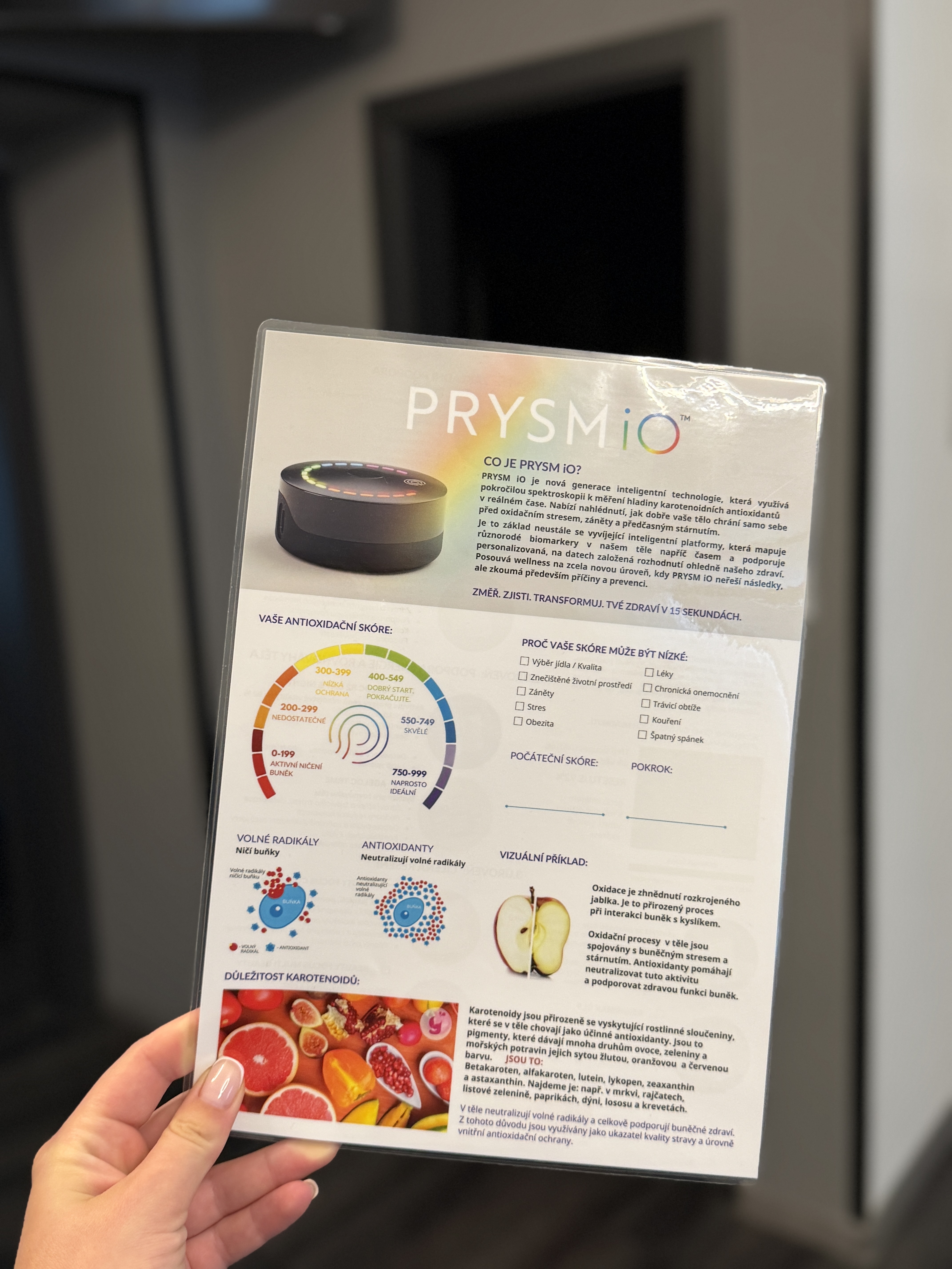 PRYSM iO - měření antioxidačního skóre